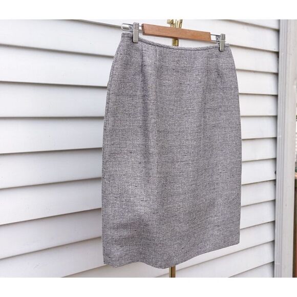 Vintage 90s Le Suit Silver Grey Midrise Pencil Skirt - Picture 4 of 6